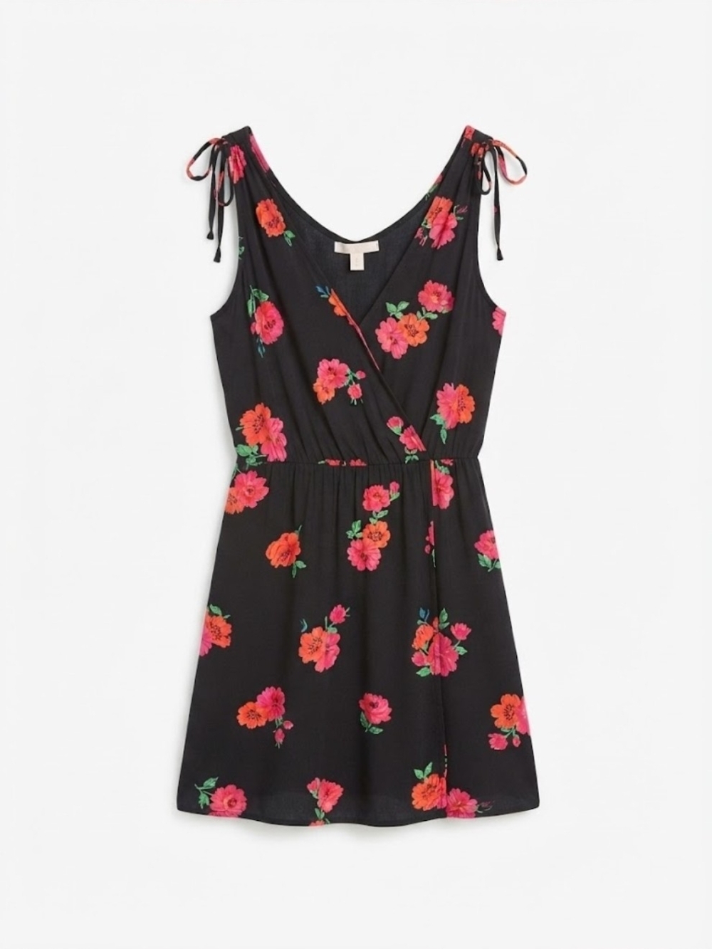 Express Black Mini Dress with Pink & Coral Floral Print